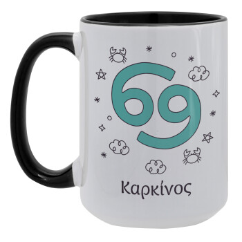 Ζώδια Καρκίνος, Κούπα Mega 15oz, κεραμική Μαύρη, 450ml