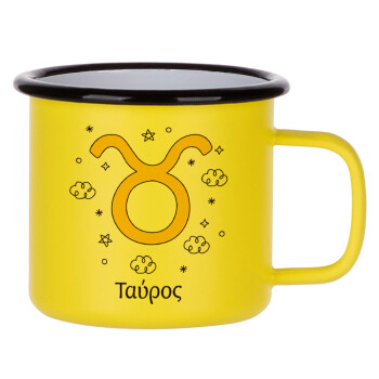 Ζώδια Ταύρος, Metallic enamel MATT Yellow cup 360ml