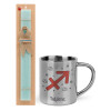 Easter Set, metallic thermal cup (300ml) & aromatic flat Easter candle (30cm) (TURQUOISE)