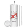 Eco friendly stainless steel tumbler 600ml, with metal straw & cleaning brush