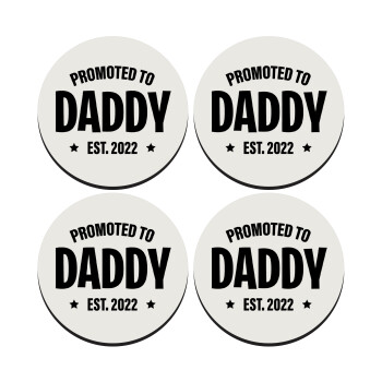 Promoted to Daddy, SET of 4 round wooden coasters (9cm)