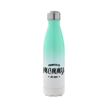 Promoted to Mommy, Metal mug thermos Green/White (Stainless steel), double wall, 500ml