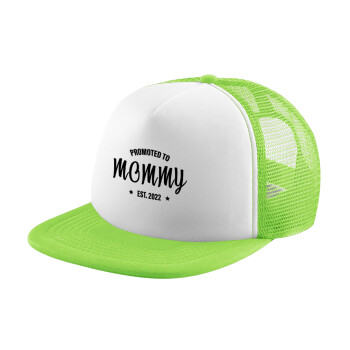 Promoted to Mommy, Adult Soft Trucker Hat with Mesh GREEN/WHITE (POLYESTER, ADULT, ONE SIZE)