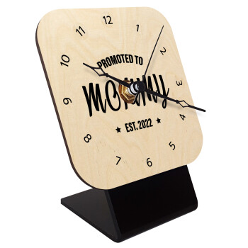 Promoted to Mommy, Επιτραπέζιο ρολόι σε φυσικό ξύλο (10cm)