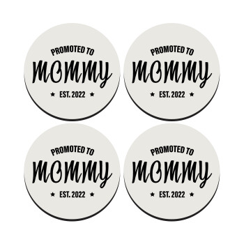 Promoted to Mommy, SET of 4 round wooden coasters (9cm)