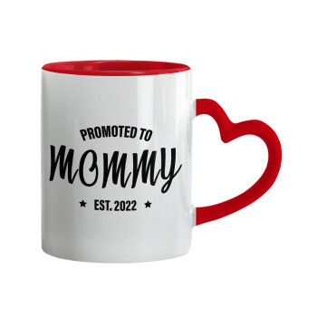 Promoted to Mommy, Mug heart red handle, ceramic, 330ml