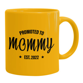 Promoted to Mommy, Ceramic coffee mug yellow, 330ml