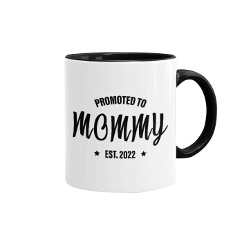 Promoted to Mommy, Κούπα χρωματιστή μαύρη, κεραμική, 330ml