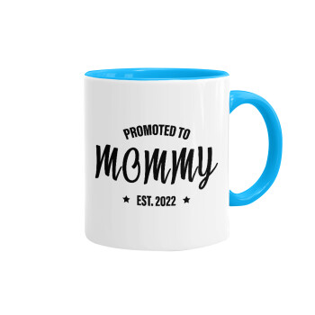 Promoted to Mommy, Mug colored light blue, ceramic, 330ml