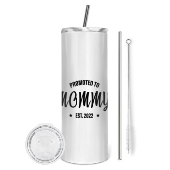Promoted to Mommy, Eco friendly stainless steel tumbler 600ml, with metal straw & cleaning brush