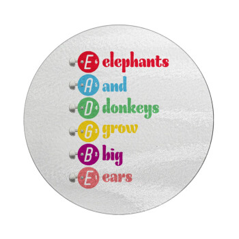 Elephants And Donkeys Grow Big Ears, Επιφάνεια κοπής γυάλινη στρογγυλή (30cm)
