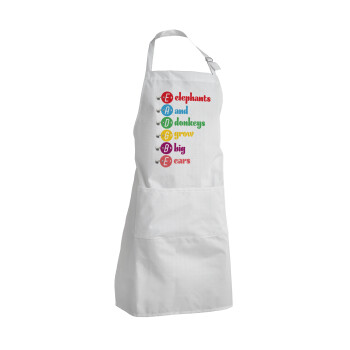 Elephants And Donkeys Grow Big Ears, Adult Chef Apron (with sliders and 2 pockets)