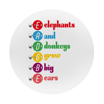 Elephants And Donkeys Grow Big Ears, Mousepad Round 20cm
