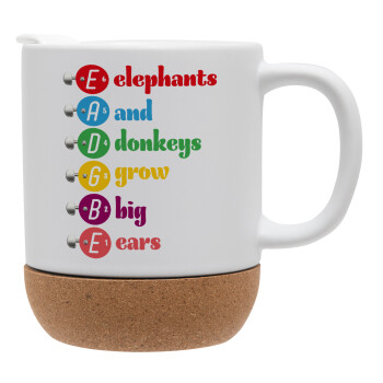 Elephants And Donkeys Grow Big Ears, Ceramic coffee mug Cork (MAT), 330ml (1pcs)