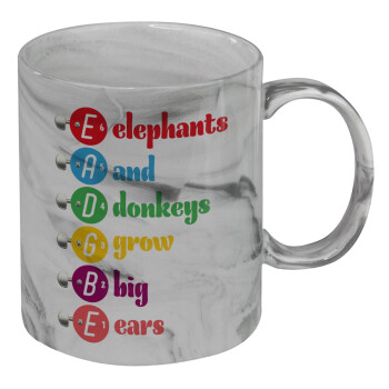 Elephants And Donkeys Grow Big Ears, Mug ceramic marble style, 330ml