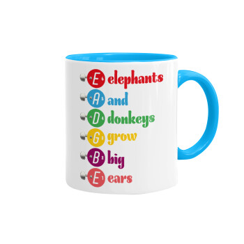 Elephants And Donkeys Grow Big Ears, Mug colored light blue, ceramic, 330ml
