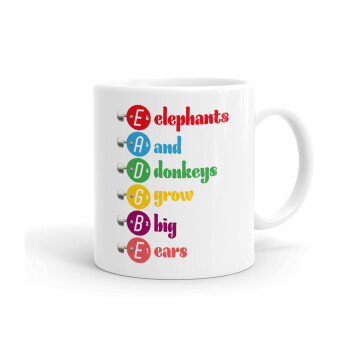 Elephants And Donkeys Grow Big Ears, Ceramic coffee mug, 330ml (1pcs)