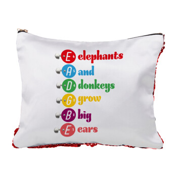 Elephants And Donkeys Grow Big Ears, Τσαντάκι νεσεσέρ με πούλιες (Sequin) Κόκκινο