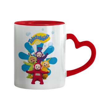 teletubbies, Mug heart red handle, ceramic, 330ml