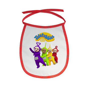 teletubbies Tinky-Winky, Dipsy, Laa Laa and Po, Σαλιάρα μωρού αλέκιαστη με κορδόνι Κόκκινη