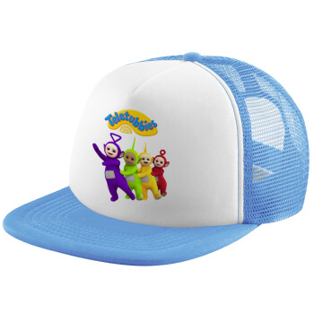 teletubbies Tinky-Winky, Dipsy, Laa Laa and Po, Child's Soft Trucker Hat with Blue/White Mesh (POLYESTER, CHILD, ONE SIZE)