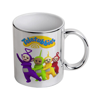 teletubbies Tinky-Winky, Dipsy, Laa Laa and Po, Κούπα κεραμική, ασημένια καθρέπτης, 330ml