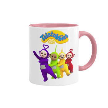 teletubbies Tinky-Winky, Dipsy, Laa Laa and Po, Κούπα χρωματιστή ροζ, κεραμική, 330ml