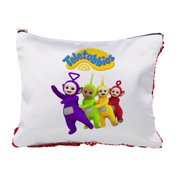 teletubbies Tinky-Winky, Dipsy, Laa Laa and Po, Τσαντάκι νεσεσέρ με πούλιες (Sequin) Κόκκινο