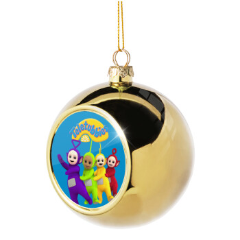 teletubbies Tinky-Winky, Dipsy, Laa Laa and Po, Golden Christmas tree ball ornament 8cm