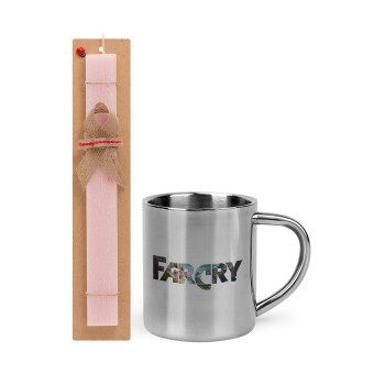 Farcry, Easter Set, metallic thermal cup (300ml) & aromatic flat Easter candle (30cm) (PINK)