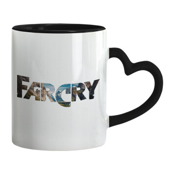 Farcry, Κούπα καρδιά χερούλι μαύρη, κεραμική, 330ml
