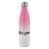 Metal mug thermos Pink/White (Stainless steel), double wall, 500ml