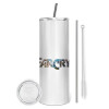 Eco friendly stainless steel tumbler 600ml, with metal straw & cleaning brush