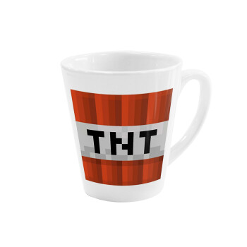 Minecraft TNT, Κούπα κωνική Latte Λευκή, κεραμική, 300ml