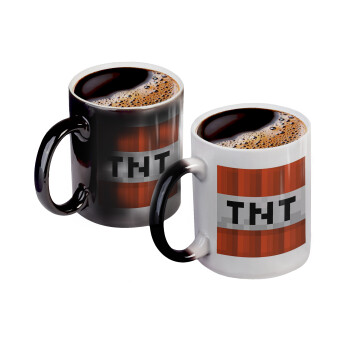 Minecraft TNT, Color changing magic Mug, ceramic, 330ml when adding hot liquid inside, the black colour desappears (1 pcs)