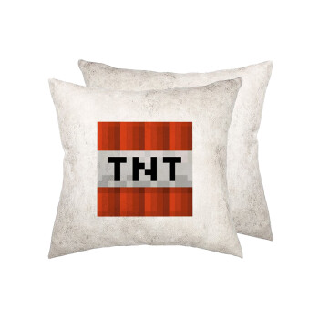 Minecraft TNT, Μαξιλάρι καναπέ Δερματίνη Γκρι 40x40cm με γέμισμα
