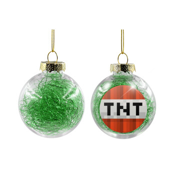 Minecraft TNT, Transparent Christmas tree ball ornament with green filling 8cm