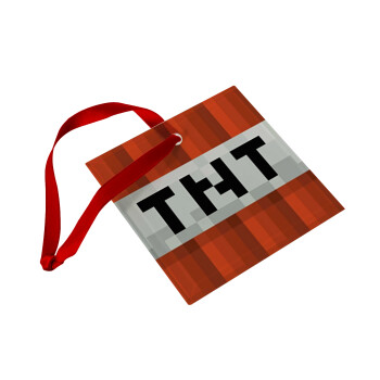 Minecraft TNT, Christmas ornament, glass square ornament 9x9cm