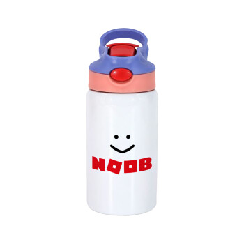 NOOB, Παιδικό παγούρι θερμό, ανοξείδωτο, με καλαμάκι ασφαλείας, ροζ/μωβ (350ml)