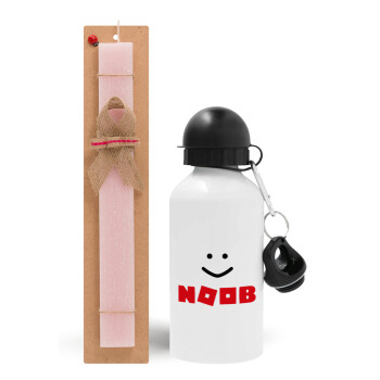 NOOB, Easter Set, metallic aluminum bottle (500ml) & aromatic flat Easter candle (30cm) (PINK)