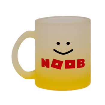 NOOB, Κούπα γυάλινη δίχρωμη με βάση το κίτρινο ματ, 330ml