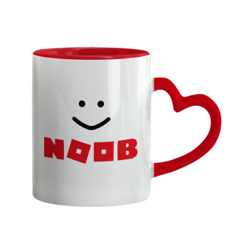 NOOB, Mug heart red handle, ceramic, 330ml