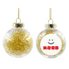 Transparent Christmas tree ball ornament with gold filling 8cm