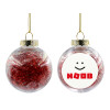 Transparent Christmas tree ball ornament with red filling 8cm