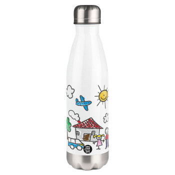 Children's drawing, Metal mug thermos White (Stainless steel), double wall, 500ml