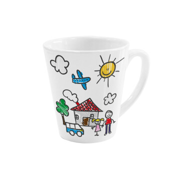 Children's drawing, Κούπα κωνική Latte Λευκή, κεραμική, 300ml