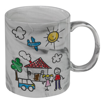 Children's drawing, Mug ceramic marble style, 330ml