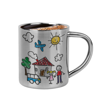 Children's drawing, Double-wall metal cup for espresso (220ml)