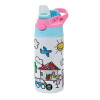 Children's hot water bottle, stainless steel, with safety straw, Pink/BlueCiel (360ml) BPA FREE