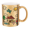 Mug ceramic, gold mirror, 330ml